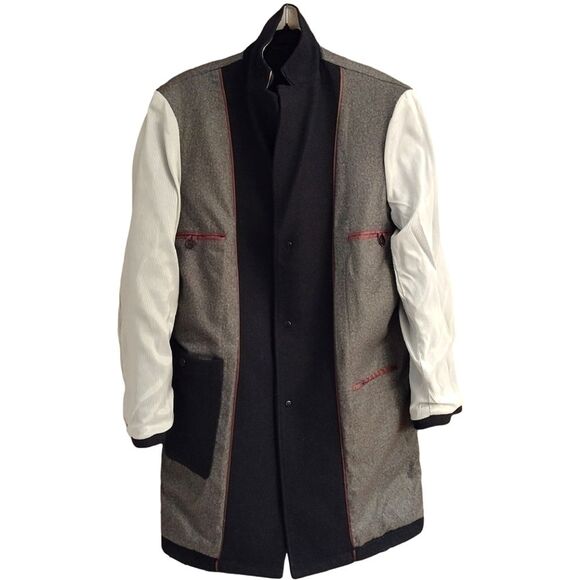 JOS A BANK RESERVE TOPCOAT, Size 38 Short, Navy Blue w/ Brown Trim NWOT - Picture 7 of 16